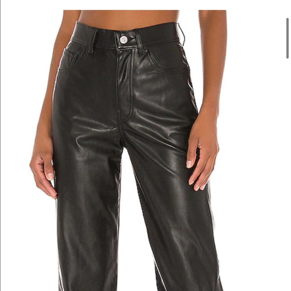 Levi’s rib cage straight black leather pants